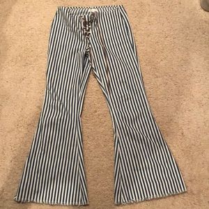 Denim striped bell bottom jeans (make an offer!)